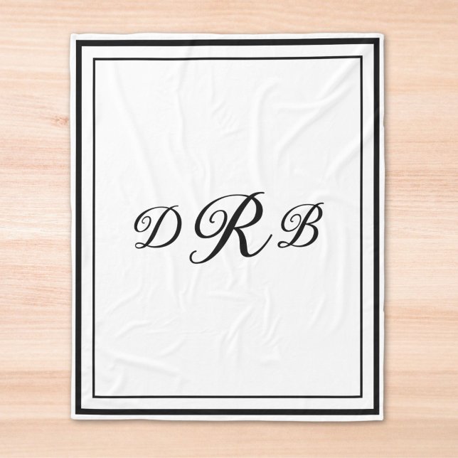 Anpassad Klassisk Monogram Kalligrafi Initial Namn Fleecefilt (Skapare uppladdad)