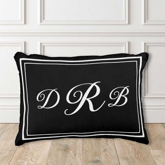 Anpassad Klassisk Monogram Kalligrafi Initial Namn Prydnadskudde (Skapare uppladdad)