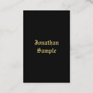 Anpassad Klassisk Svart Och Guld Typografi Skript Visitkort