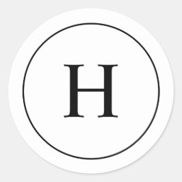 Anpassad Klassisk Svart och Vit Elegant Monogram Runt Klistermärke