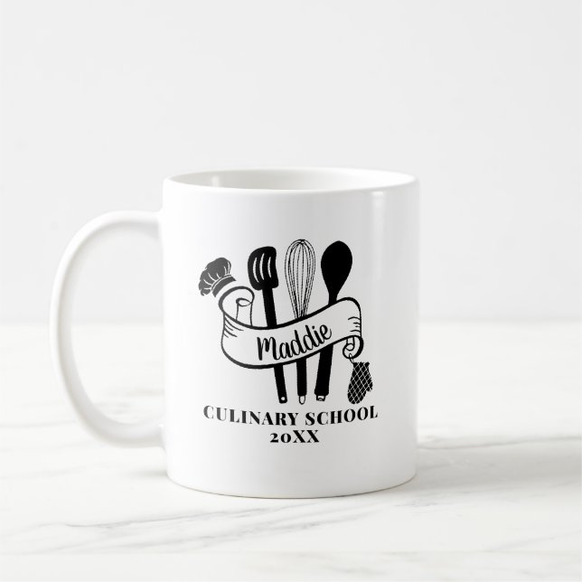 Anpassad kockredskapskokskola  kaffemugg (Vänster)