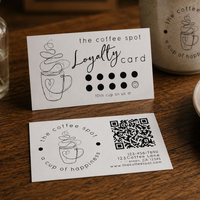 Anpassad Koffebutik Lägg Till Din Logotyp Modernt  Visitkort (Skapare uppladdad)