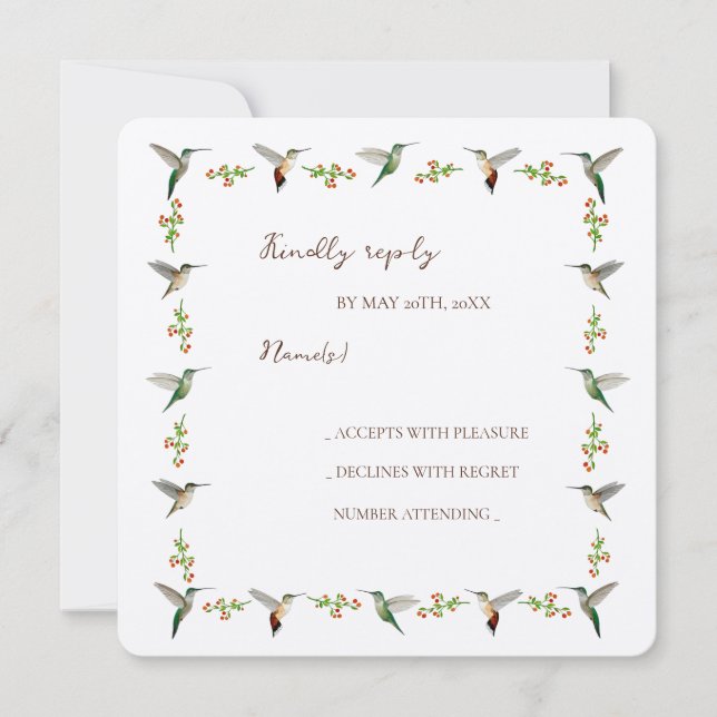 Anpassad Kolibri RSVP-kort (Framsida)