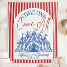 Anpassad "Kom en, kom alla" -banner för Cirkus 1:a