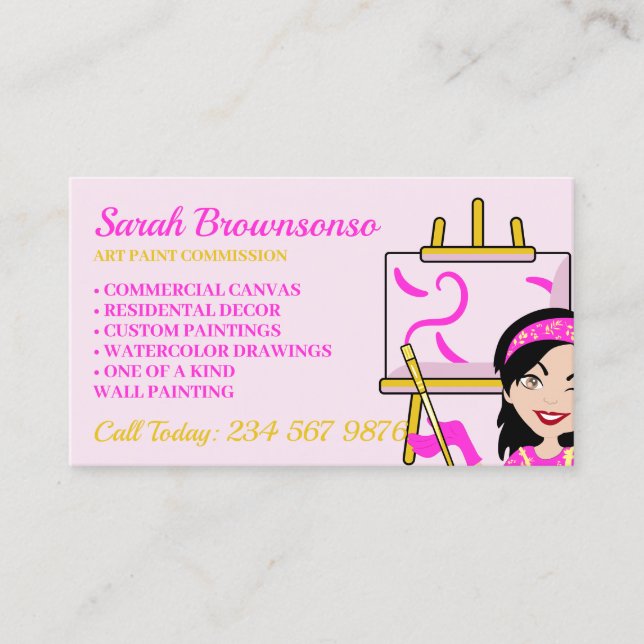 Anpassad konstnär Rosa målning Canvas Visitkort (Framsida)