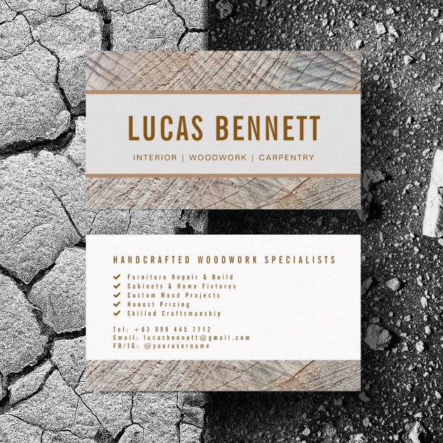 Anpassad Konstruktion Snickare Träarbeten Minimali Visitkort (Personalize with your business card details)