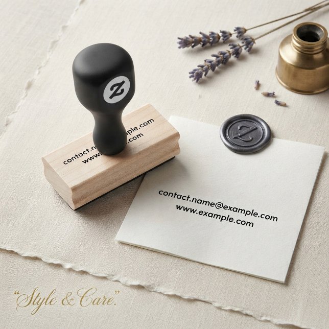 Anpassad kontaktinformation Rustik träkonststämpel Stämpel (Custom Contact Information Rustic Wood Art Stamp)