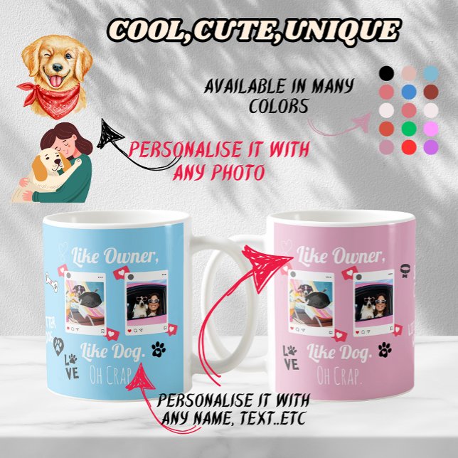 Anpassad kopp för hundälskare | Personlig gåva med (Customised GIFT FOR DOG LOVER, BEST GIFT FOR DOG'S BIRTHDAY, DOGS,PETS, CUSTOM DOG  MUG PHOTOS)