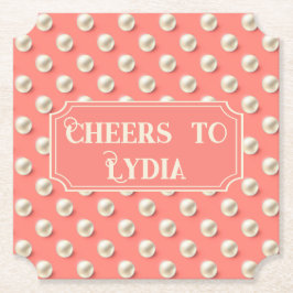 Anpassad korallpärl "Skål för Namn" Underlägg Papper