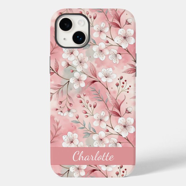 Anpassad körsbärsblomsmönster Rosa  (Baksida)