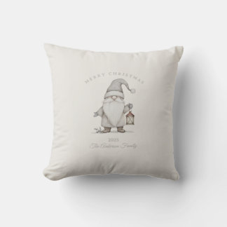 Anpassad kräm silver senior tomte julpresent kudde