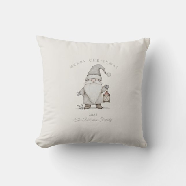 Anpassad kräm silver senior tomte julpresent kudde (Framsida)