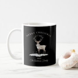 Anpassad krämvit ren julpresent kaffemugg