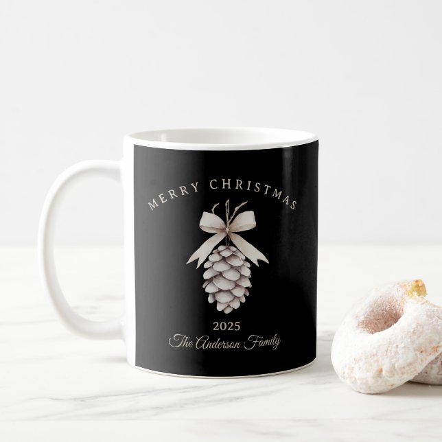 Anpassad krämvit tallkotte julpresent kaffemugg (Med munk)