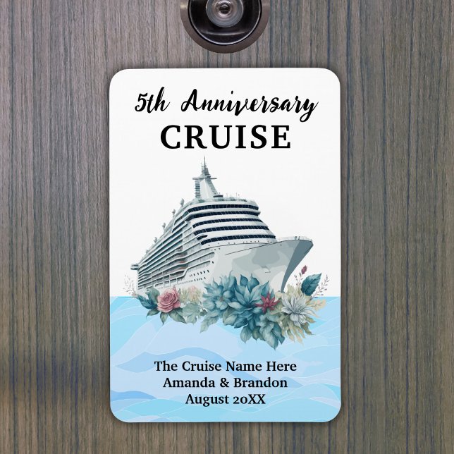 Anpassad kryssningskabin dörr 5-årsjubileum magnet (Custom 5th Anniversary Cruise Cabin Door Magnet
)