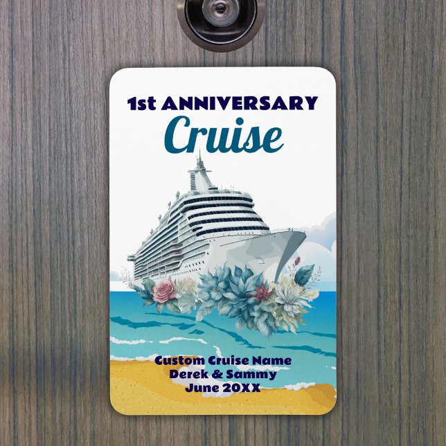 Anpassad kryssningskabin dörr för 1-årsjubileum magnet (Custom 1st Anniversary Cruise Cabin Door Magnet
)