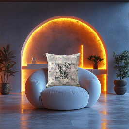 Anpassad kudde med Dachshund-porträtt i abstrakt m