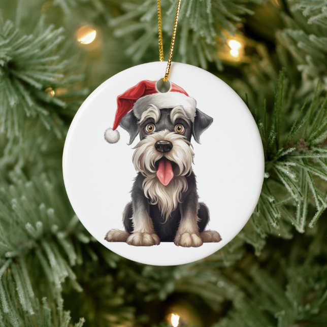 Anpassad kul miniatur schnauzer julhund julgransprydnad keramik (Träd)
