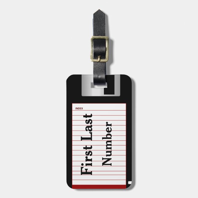 Anpassad kul och nördigt floppy disk dubbelsidig bagagebricka (Vertikal Framsida)