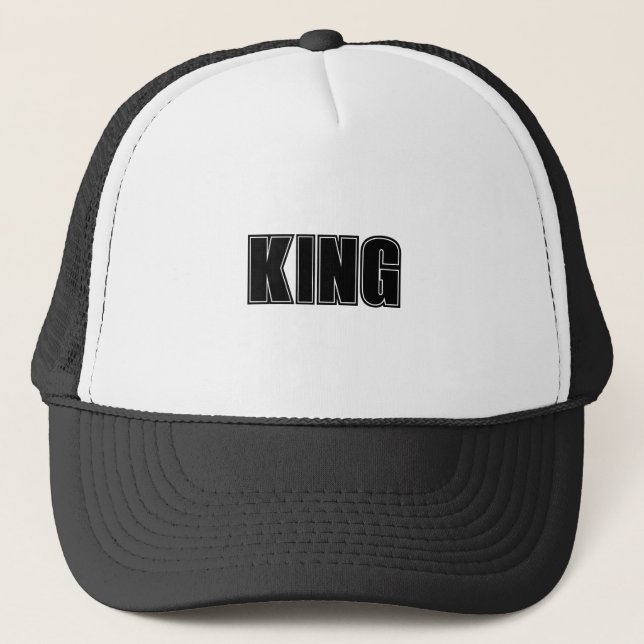 Anpassad Kung Text Vit och Svart färg Trucker Hatt Keps (Framsida)