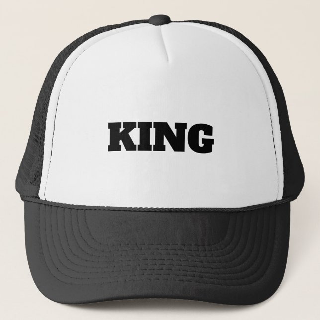 Anpassad Kung Text Vit och Svart färg Trucker Hatt Keps (Framsida)