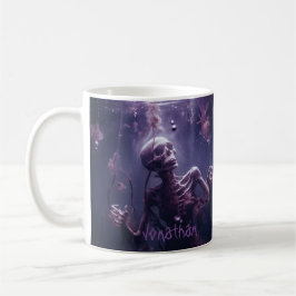 Anpassad Kuslig Skelett Skräck Lila Halloween Kaffemugg