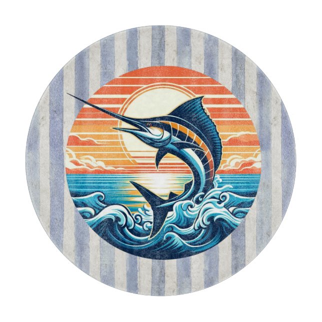 Anpassad kust-/nautisk/strand marlin solnedgång (Framsidan)