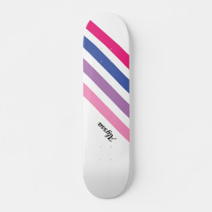 Anpassad kvinnlig rosa randig mini skateboard bräda 18,5 cm