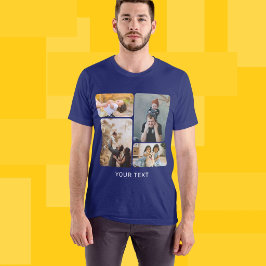 Anpassad Lägg till 4 Foto Collage och Text T Shirt