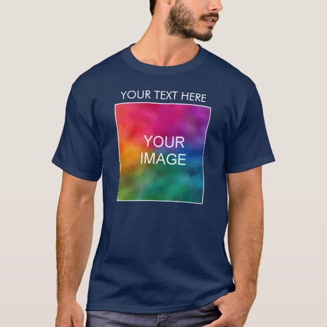 Anpassad Lägg Till Din Bild Logotyp Text Herr Dubb T Shirt (Framsida)