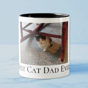 Anpassad Lägg till foto Bästa kattpappa någonsin F Två-Tonad Mugg
