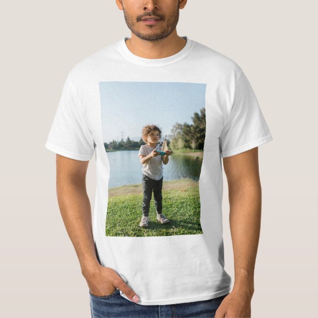 Anpassad, Lägg till foto och text T Shirt (Framsida)