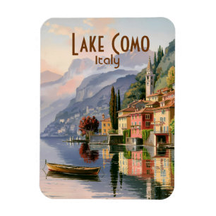 Anpassad Lake Como Italien Vintage Akvarell Resa Magnet