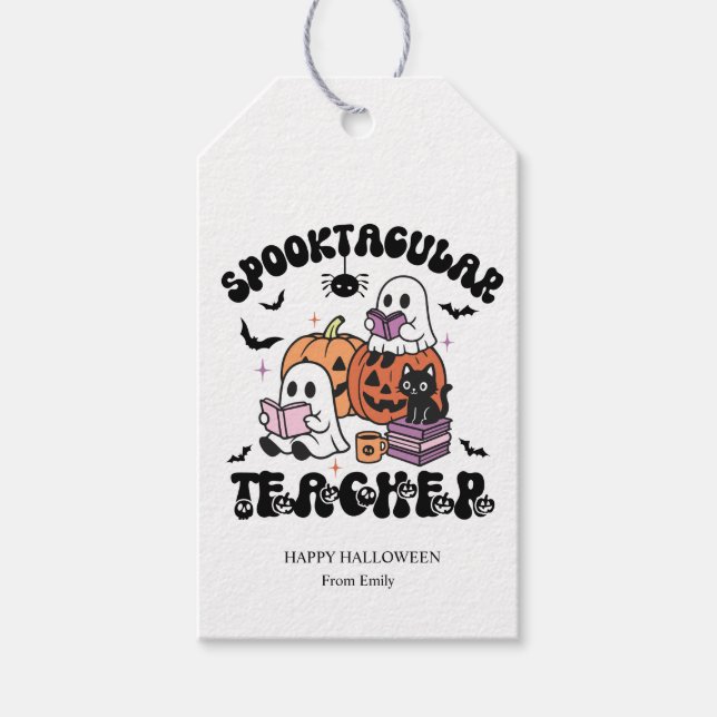 Anpassad lärare Halloween-spökfest Presentetikett (Framsidan)