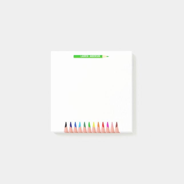 Anpassad lärare namn färgpennor post-it block (Framsida)