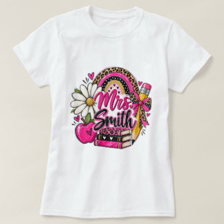 Anpassad lärare namn klänning Leopard Regnbåge T Shirt