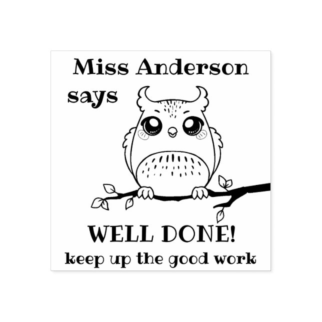 Anpassad lärare säger Bra gjort Uggla Positivt ber Stämpel (Tryck)