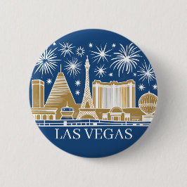 Anpassad Las Vegas Strip Siluett Minimalistisk Gyl Knapp