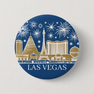 Anpassad Las Vegas Strip Siluett Minimalistisk Gyl Knapp
