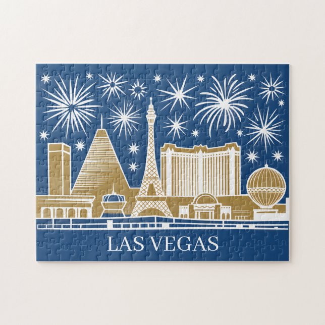 Anpassad Las Vegas Strip Siluett Vintage Stadsscen Pussel (Horisontell)