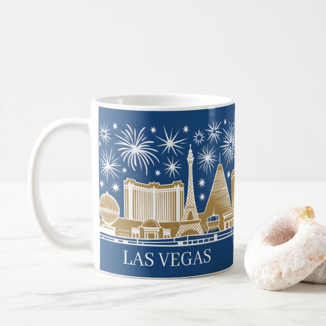 Anpassad Las Vegas Strip Stadssiluett Vintage Stad Kaffemugg (Med munk)
