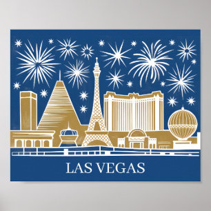 Anpassad Las Vegas Strip Stadssiluett Vintage stad Poster