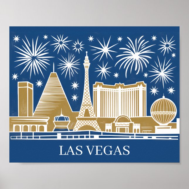 Anpassad Las Vegas Strip Stadssiluett Vintage stad Poster (Framsidan)