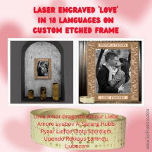 Anpassad laser graved "KÄRLEK" på 18 språk
