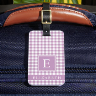 Anpassad Lavender Lila White Checkered Mönster Bagagebricka