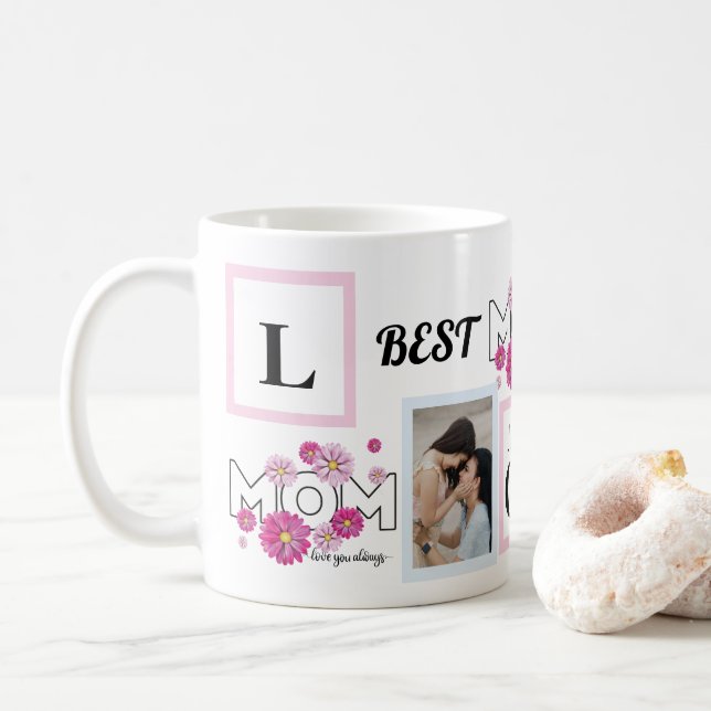 Anpassad Lekfull Glad Familj Foto Collage  Kaffemugg (Med munk)