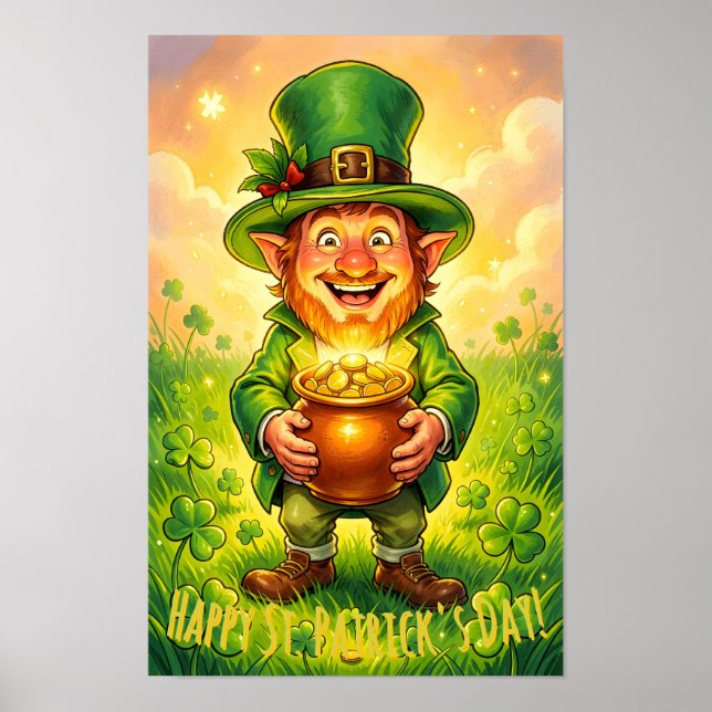 Anpassad Leprechaun Gnome Glad St. Patrick's Day  Poster (Framsidan)