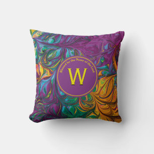 Anpassad LILA för abstrakt-monogramskript Kudde