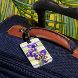 Anpassad lila Iris vattenfärg ränder konst mönster Bagagebricka