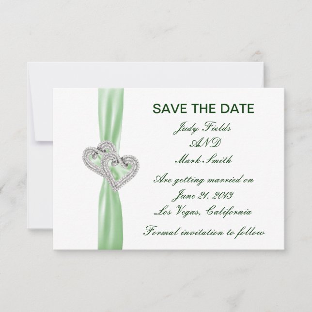 Anpassad Lime Hjärtan Spara Datum Kort (Framsida)